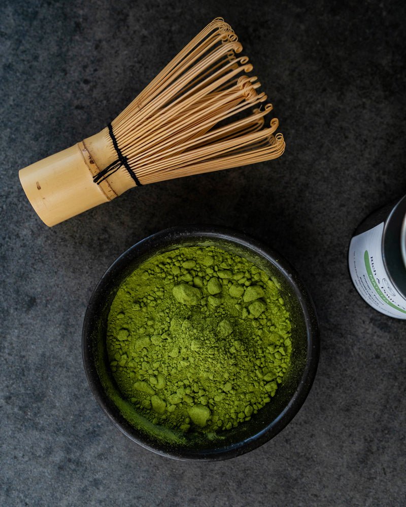 matcha green tea powder bamboo whisk