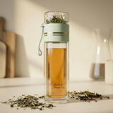 Double-Wall Glass Tea Infuser Tumbler - Leak-Proof Travel Water Bottle - Rich And Pour