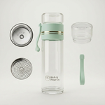 Double-Wall Glass Tea Infuser Tumbler - Leak-Proof Travel Water Bottle - Rich And Pour