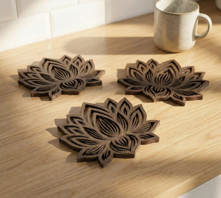 Lotus Coaster – Modern Tea & Drink Coaster (Heat-Resistant, Lightweight)