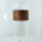 Double-Wall Glass & Wood Tea Infuser Tumbler - Leak-Proof Travel Water Bottle