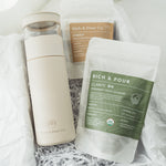 Commuter Tea Bundle – Tumbler with Infuser + 2 Teas + Tin - Rich And Pour